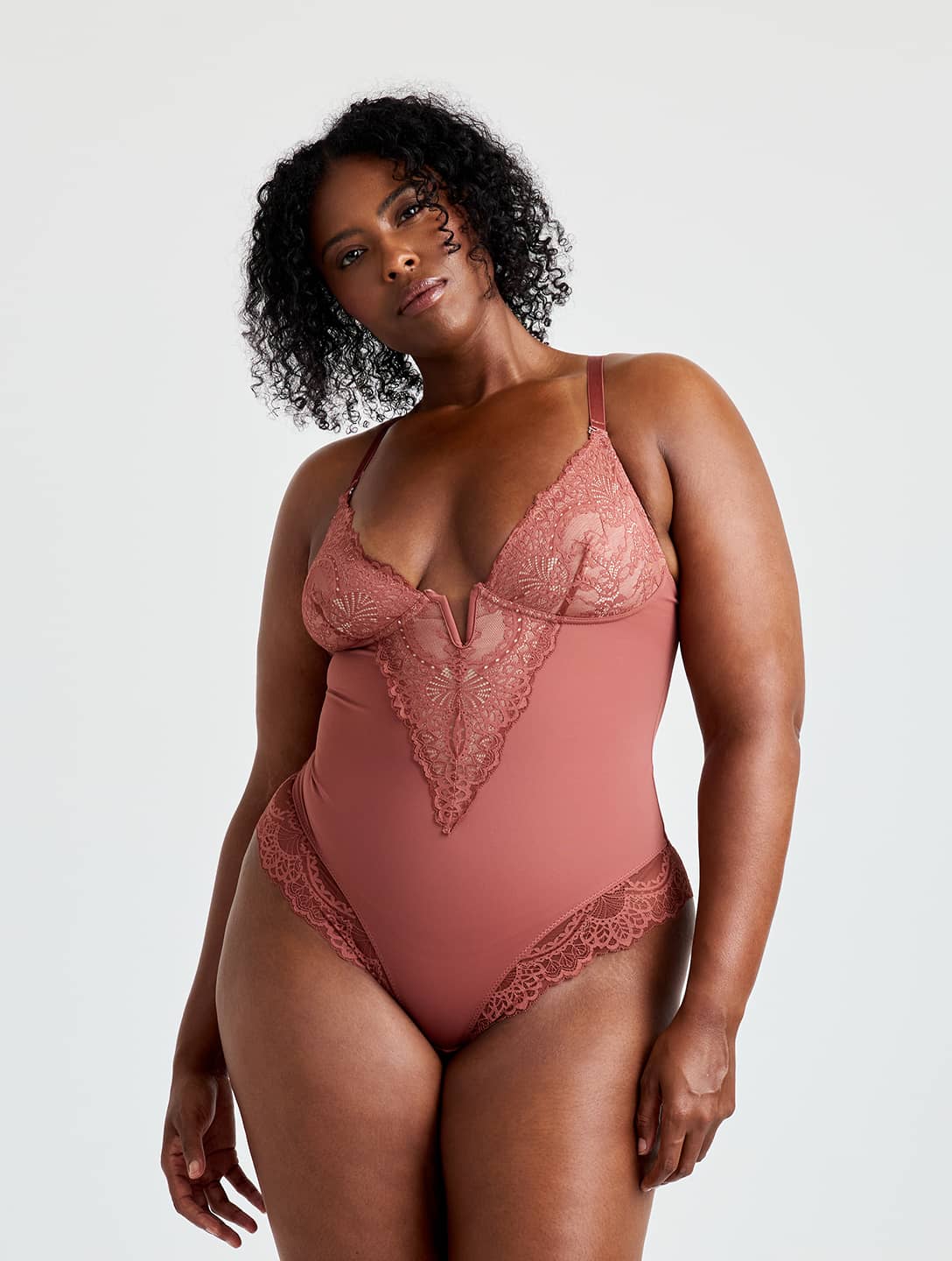 V-Neck Half Laced Bodysuit from HeyShape