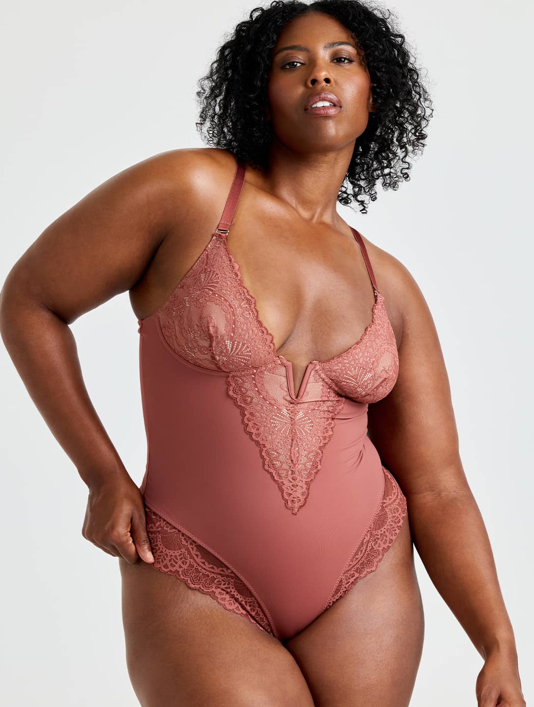 V-Neck Half Laced Bodysuit from HeyShape