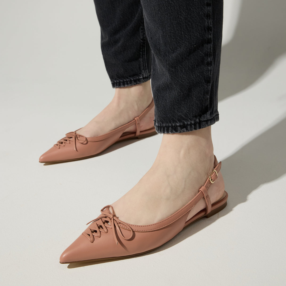 Vanessa Slingback Flat in Dusty Rose Leather from Yosi Samra