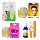 Ultimate Skincare Bundle: Vitamin C Serum (3 fl. oz), Wrinkle Care Eye Gel Patches, Hydrating Lip Masks (Pack of 6), and Micro Needle Derma Roller 0.5 mm from Pursonic
