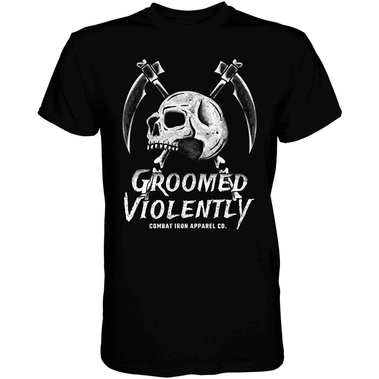 Groomed Violently Skull Men's T-Shirt From Combat Iron Apparel