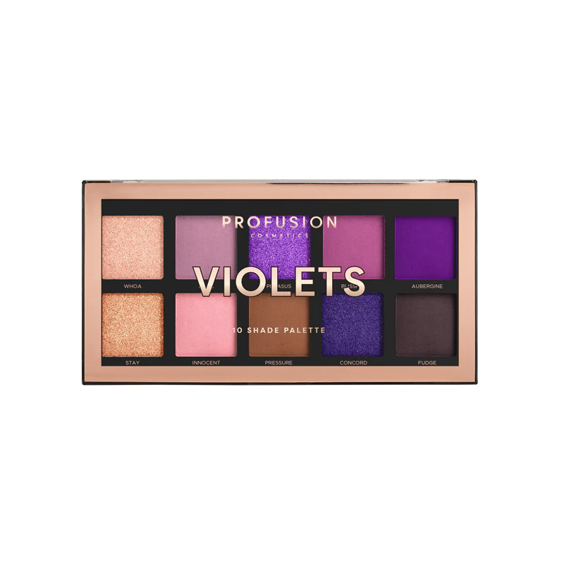Violets 10 shade palette from Profusion Cosmetics