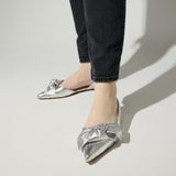 Violet Slingback Flat in Silver Leather from Yosi Samra