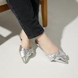 Violet Slingback Flat in Silver Leather from Yosi Samra