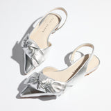 Violet Slingback Flat in Silver Leather from Yosi Samra