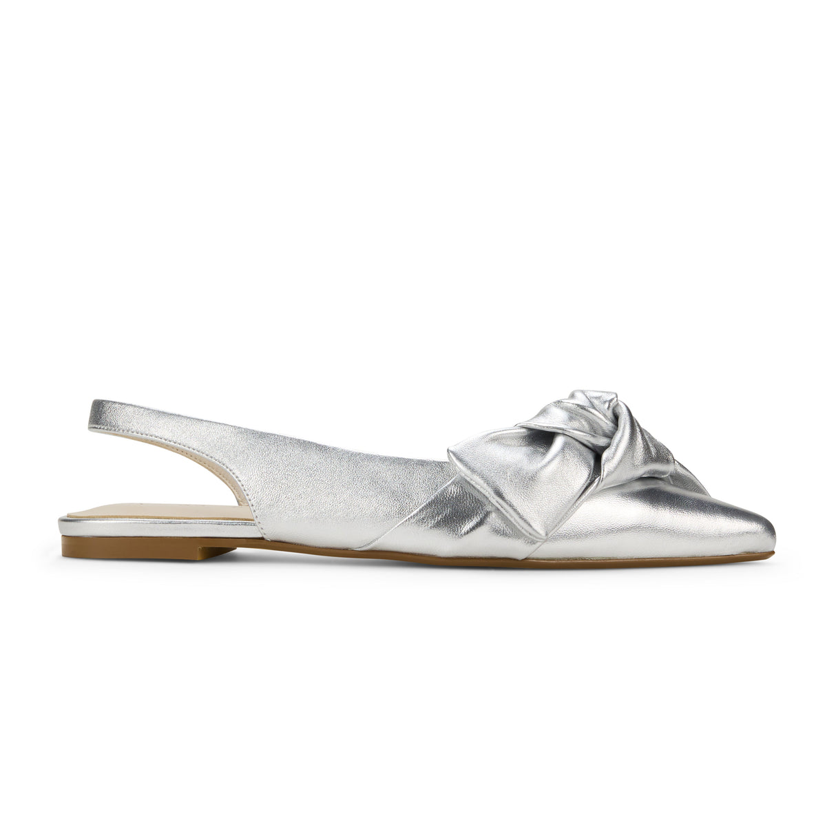 Violet Slingback Flat in Silver Leather from Yosi Samra