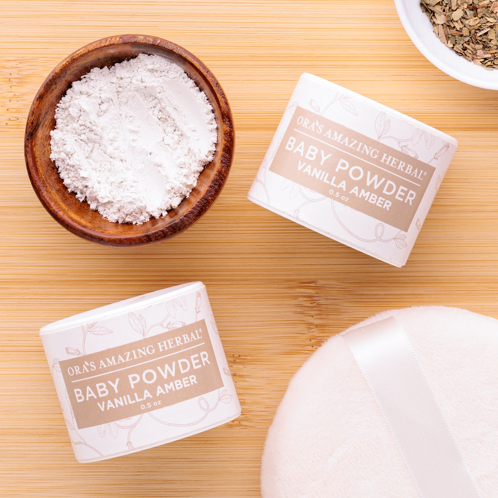 Talc Free Baby Powder, Real Vanilla Amber from Ora's Amazing Herbal