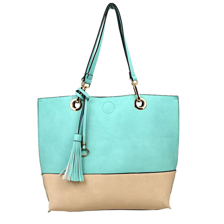 2 n1 Vegan Tote Handbag Pouch Faux Leather Tote Bag  from Madeline Love