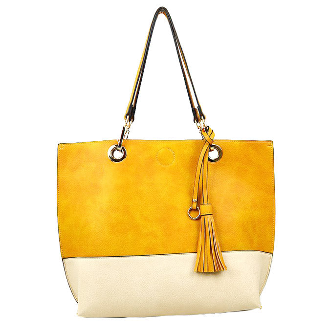 2 n1 Vegan Tote Handbag Pouch Faux Leather Tote Bag  from Madeline Love