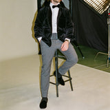Men's Black Velvet Slipper II With Black Grosgrain Stripe from Del Toro Shoes