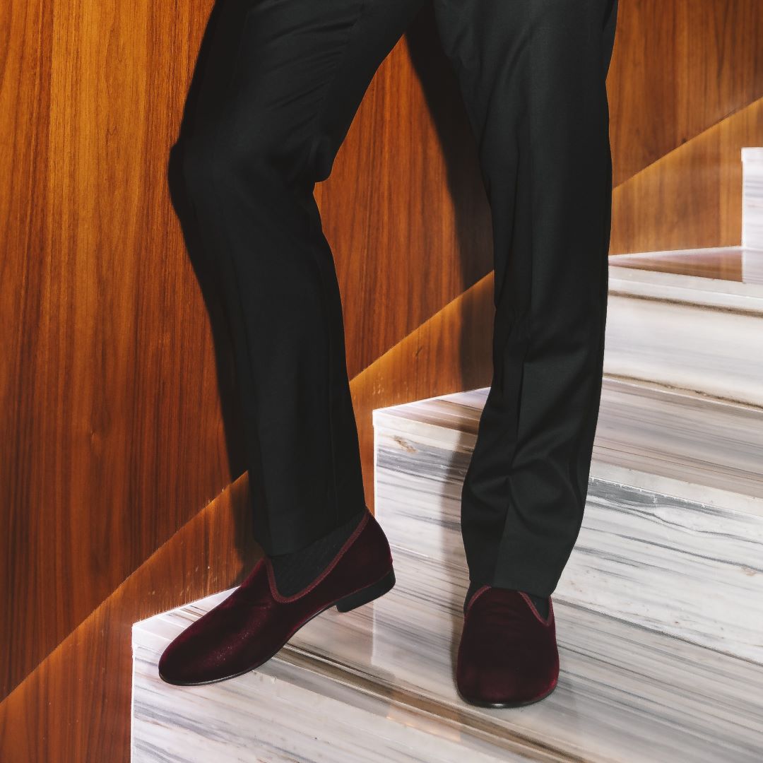 Men's Oxblood Velvet Slipper II from Del Toro Shoes