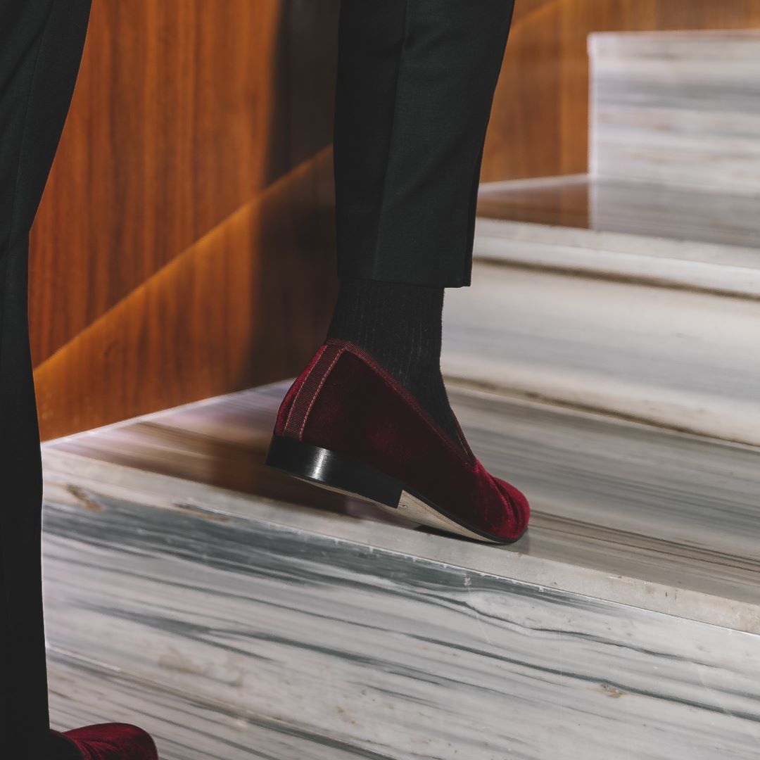 Men's Oxblood Velvet Slipper II from Del Toro Shoes