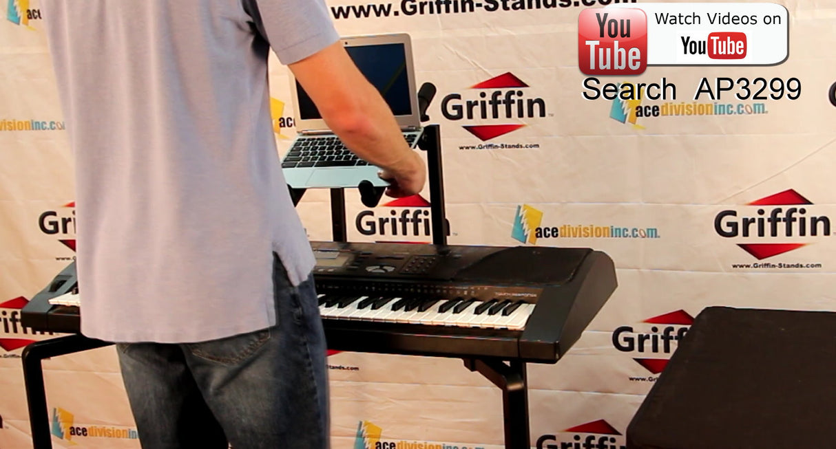Double Piano Keyboard & Laptop Stand by GRIFFIN - 2 Tier/Dual Portable Studio Mixer Rack for Turntables, DJ Coffins, Speakers, Digital Music Gear from GeekStands