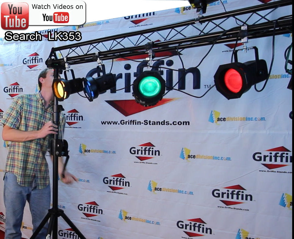 GRIFFIN - Crank Up Triangle Light Truss System - DJ Booth Trussing Stand Kit for Light Cans & Speakers - Pro Audio Lighting Stage Platform Package from GeekStands