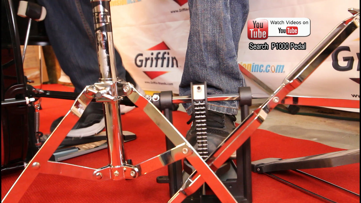 Double Kick Drum Pedal for Bass Drum by GRIFFIN - Deluxe Twin Set Foot Pedal - Quad Sided Beater Heads - Dual Pedal Two Chain Drive Hardware from GeekStands