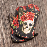Skull Vintage Flower Oven Mitts And Potholder Set From Zapps Clothing
