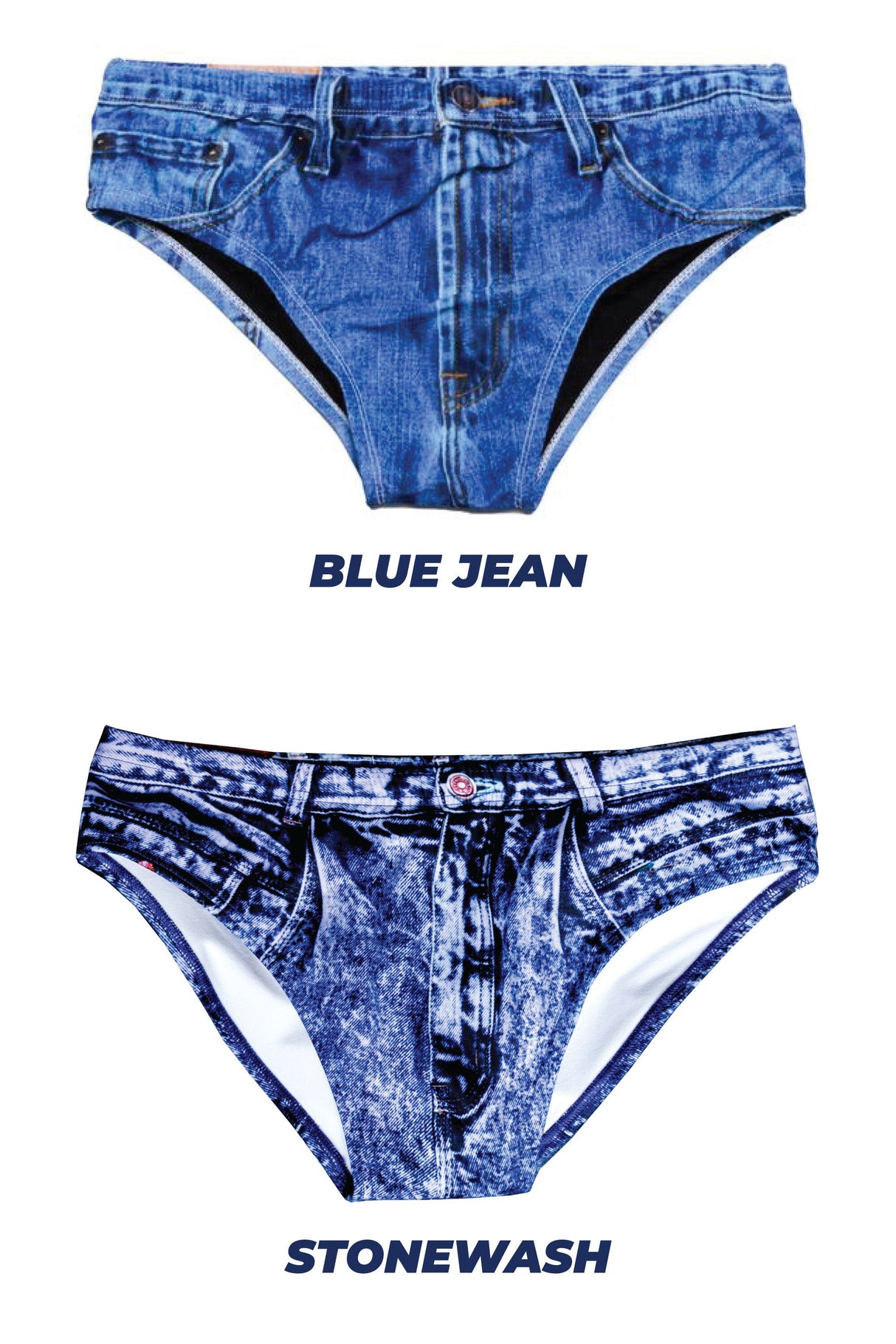 The Daytona Dong Sarong | Denim Print Swim Brief from Shinesty