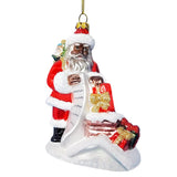 Black Santa and His List Glass Christmas Ornament, African American Tree Decor from OrnamentallyYou