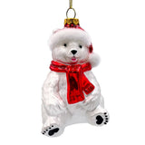Classic White Polar Bear Glass Christmas Ornament from OrnamentallyYou