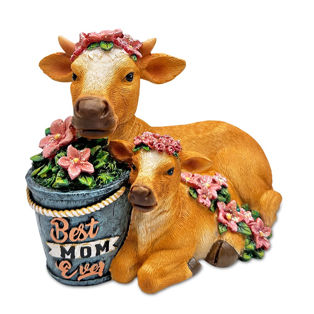 Best Mom Cow and Calf Charming Figurine, 6" Keepsake Jersey Statue and Mother’s Day Gift from OrnamentallyYou