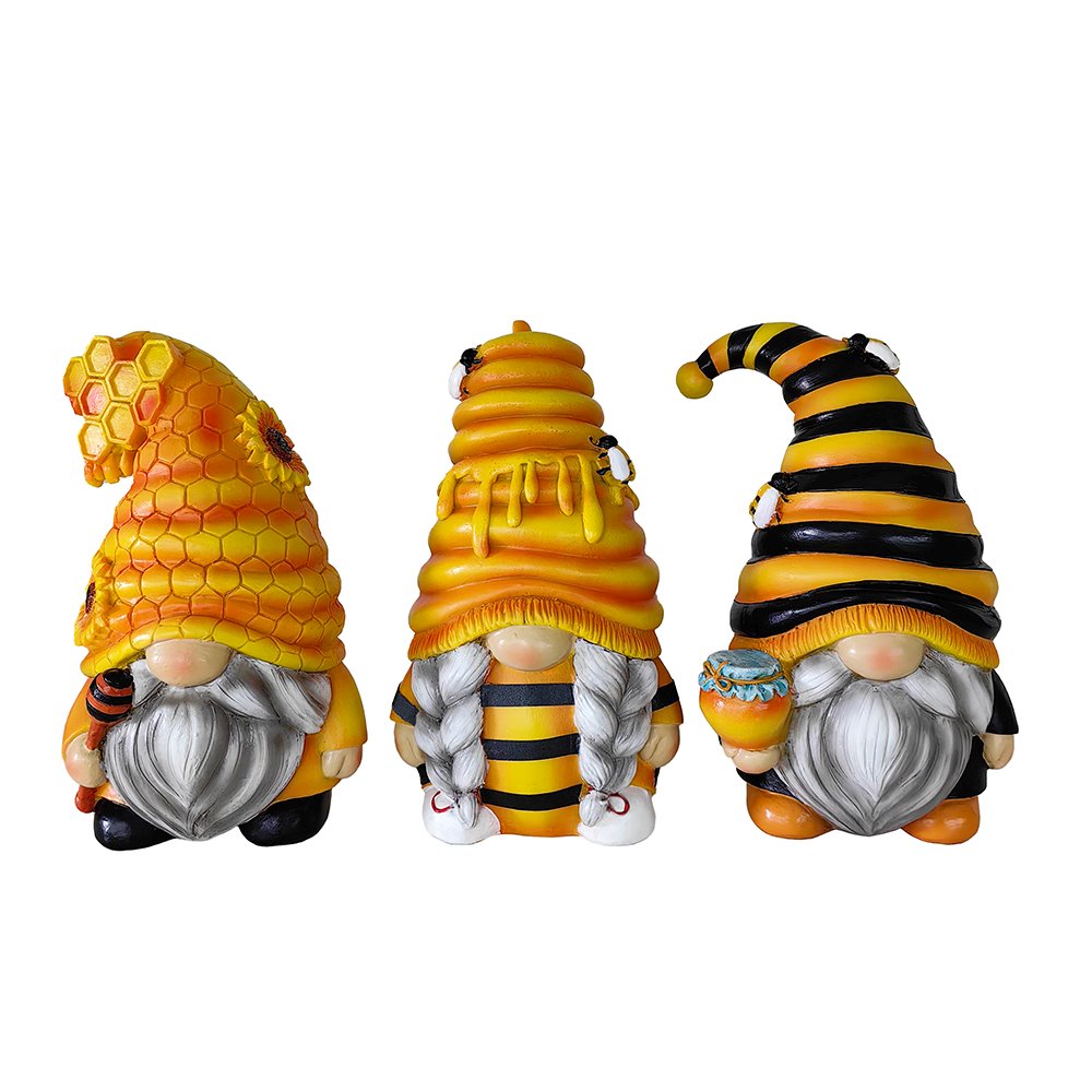 Buzzy Trio Set of Three Bumble Bee Gnome Figurines, 6" Tiered Tray Home or Garden Decoration from OrnamentallyYou