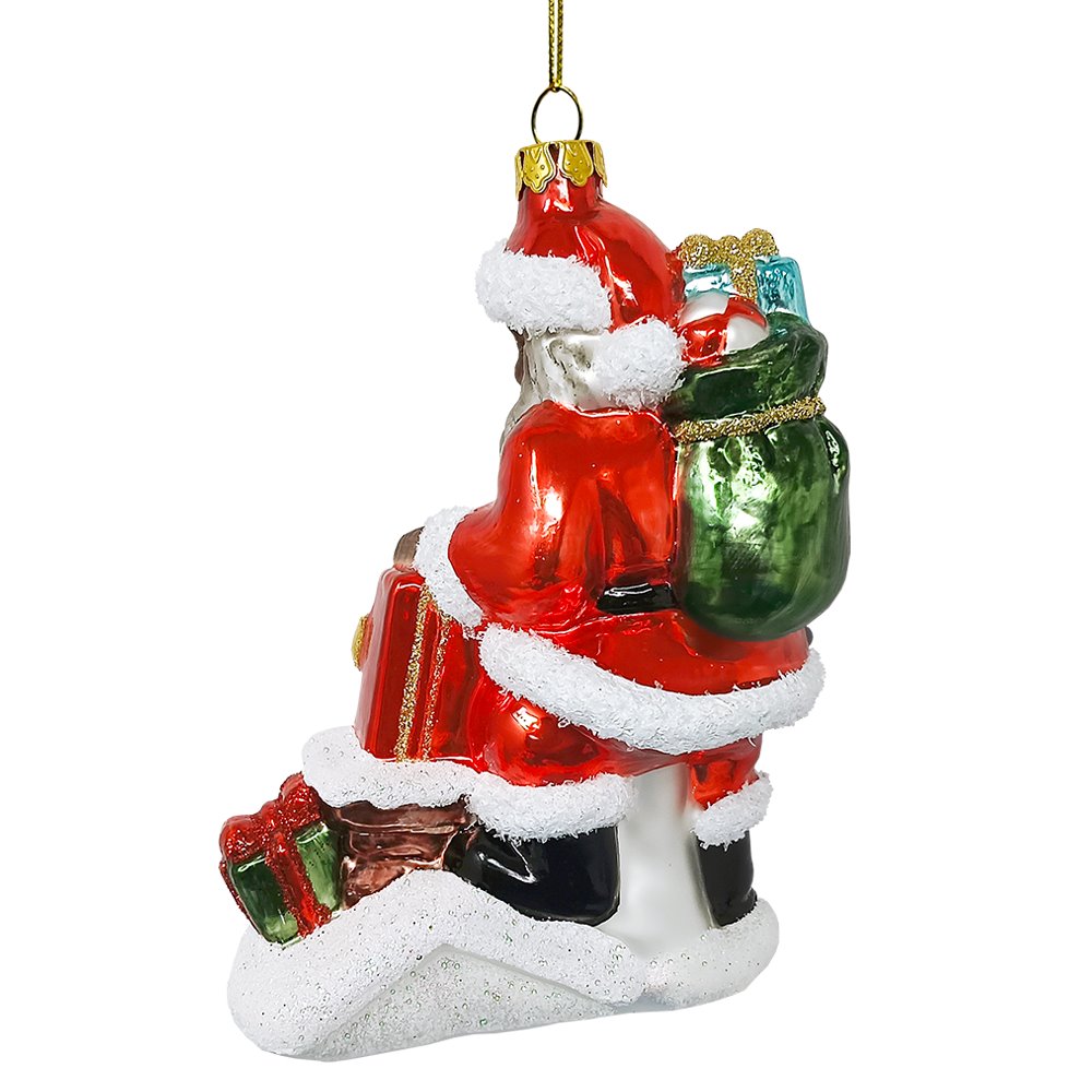 Black Santa and His List Glass Christmas Ornament, African American Tree Decor from OrnamentallyYou