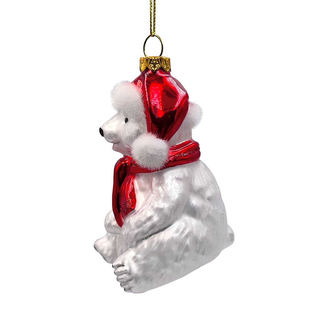 Classic White Polar Bear Glass Christmas Ornament from OrnamentallyYou