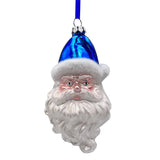 A Marvelous Blue Christmas Set of Four Glass Ornaments with Santa, Truck, Snow Cabin and Sleigh from OrnamentallyYou