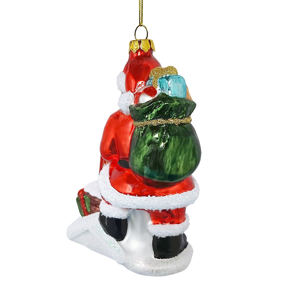 Black Santa and His List Glass Christmas Ornament, African American Tree Decor from OrnamentallyYou