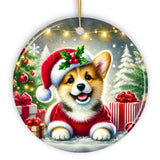 Adorable Welsh Corgi with Santa Hat Ornament, Jolly Christmas for Heartfelt Gift from OrnamentallyYou