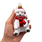 Classic White Polar Bear Glass Christmas Ornament from OrnamentallyYou
