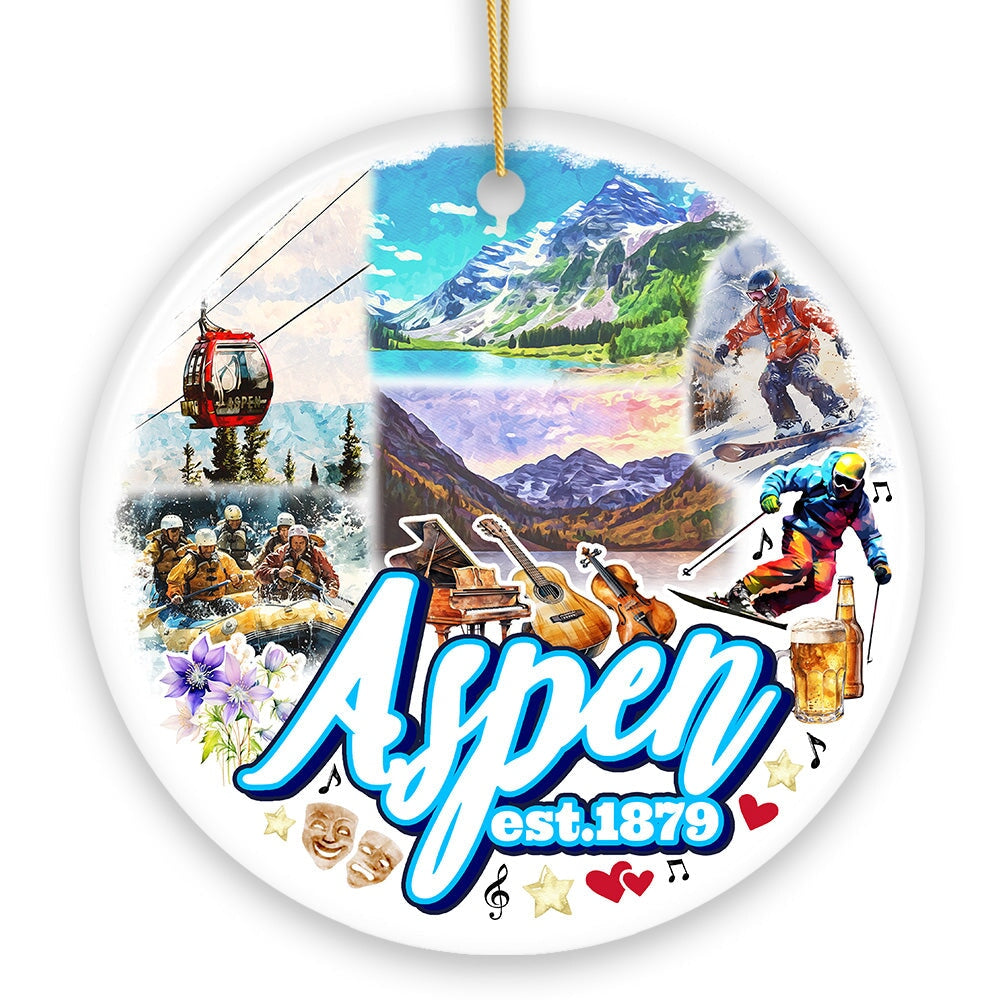 Adventurous Aspen Colorado Ornament, Snow Mountains, Nature Traveler and Skiing Vacation Souvenir from OrnamentallyYou