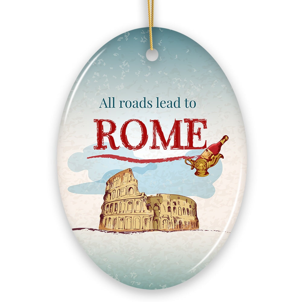 All Roads Lead to Rome Simple and Sophisticated Ornament, Italy Travel Gift from OrnamentallyYou