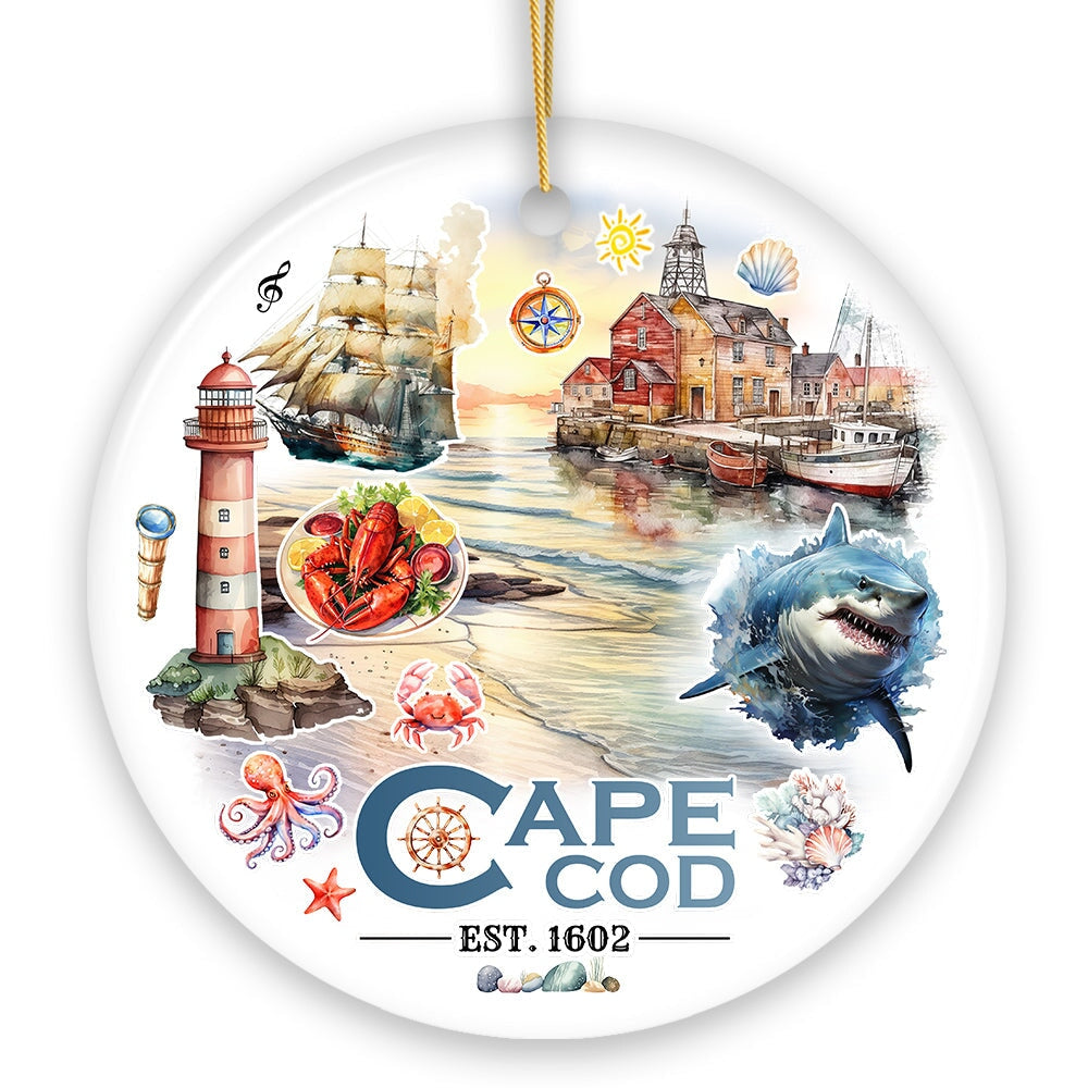Artistic Cape Cod Exhibit Ornament, Massachusetts Landmark and Souvenir Gift from OrnamentallyYou
