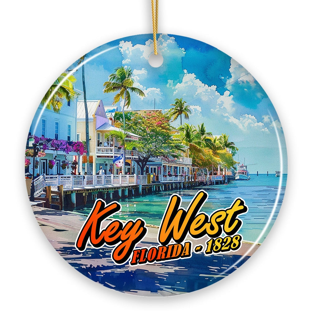 Artistic Key West Ceramic Ornament, Tropical Florida Vacation and Beach Paradise Christmas Souvenir from OrnamentallyYou