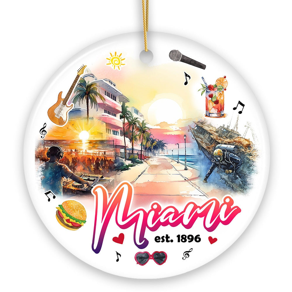 Artistic Miami Paradise Downtown Ornament, Unique and Cultural Florida Vacation Souvenir from OrnamentallyYou