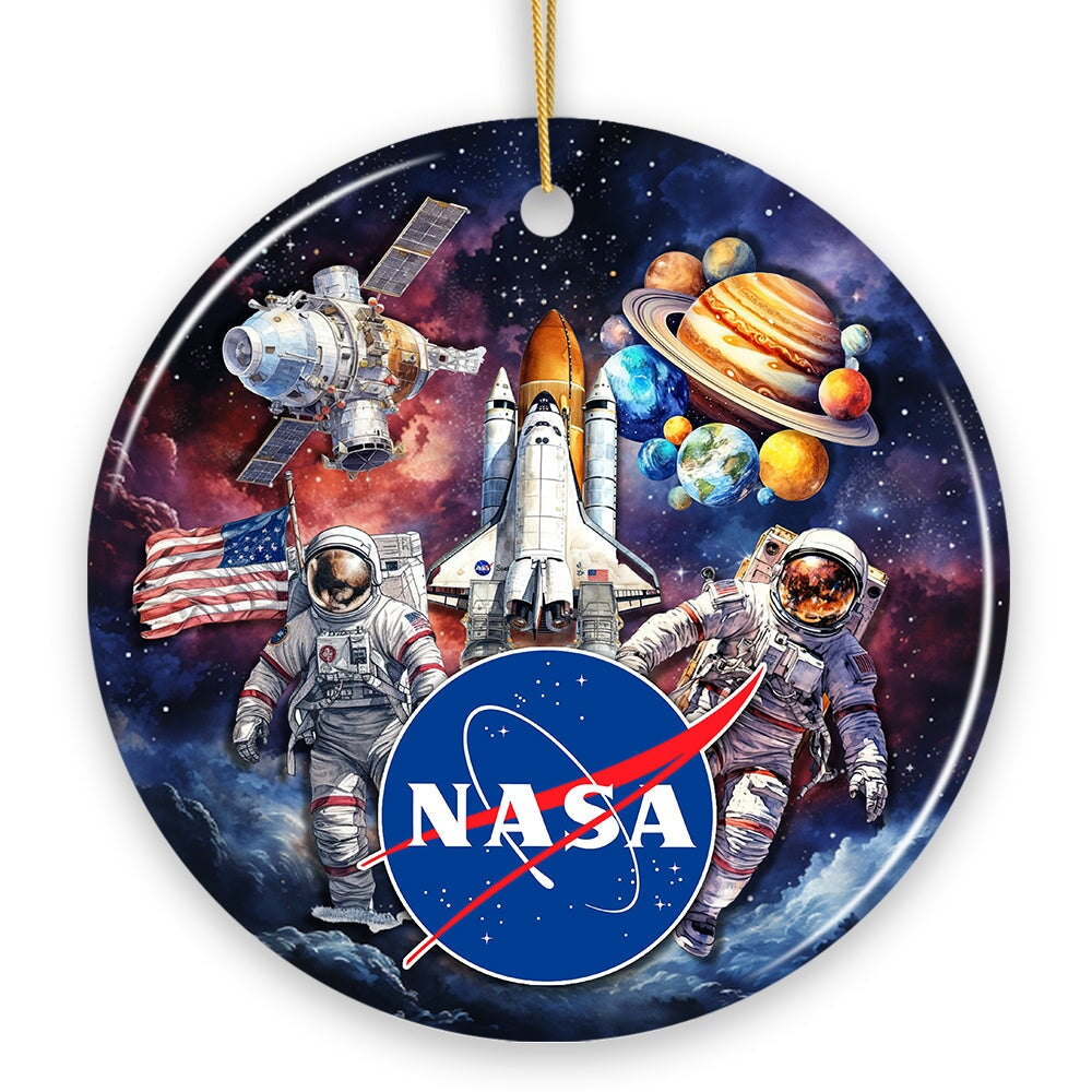 Artistic NASA Handcrafted Christmas Ornament, Astronaut in Outer Space with the Planets from OrnamentallyYou
