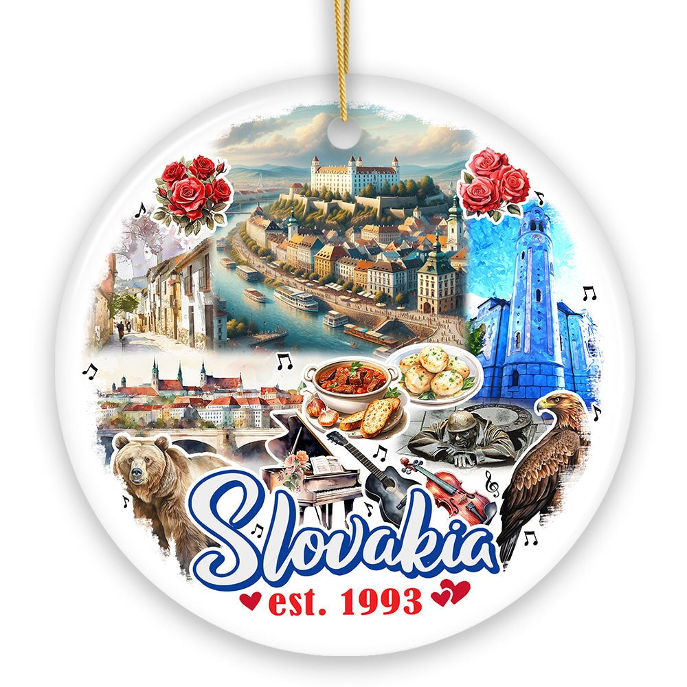 Artistic Slovakia Landmarks Ornament, Slavic Heritage and Culture Christmas Gift and Bratislava Travel Souvenir from OrnamentallyYou
