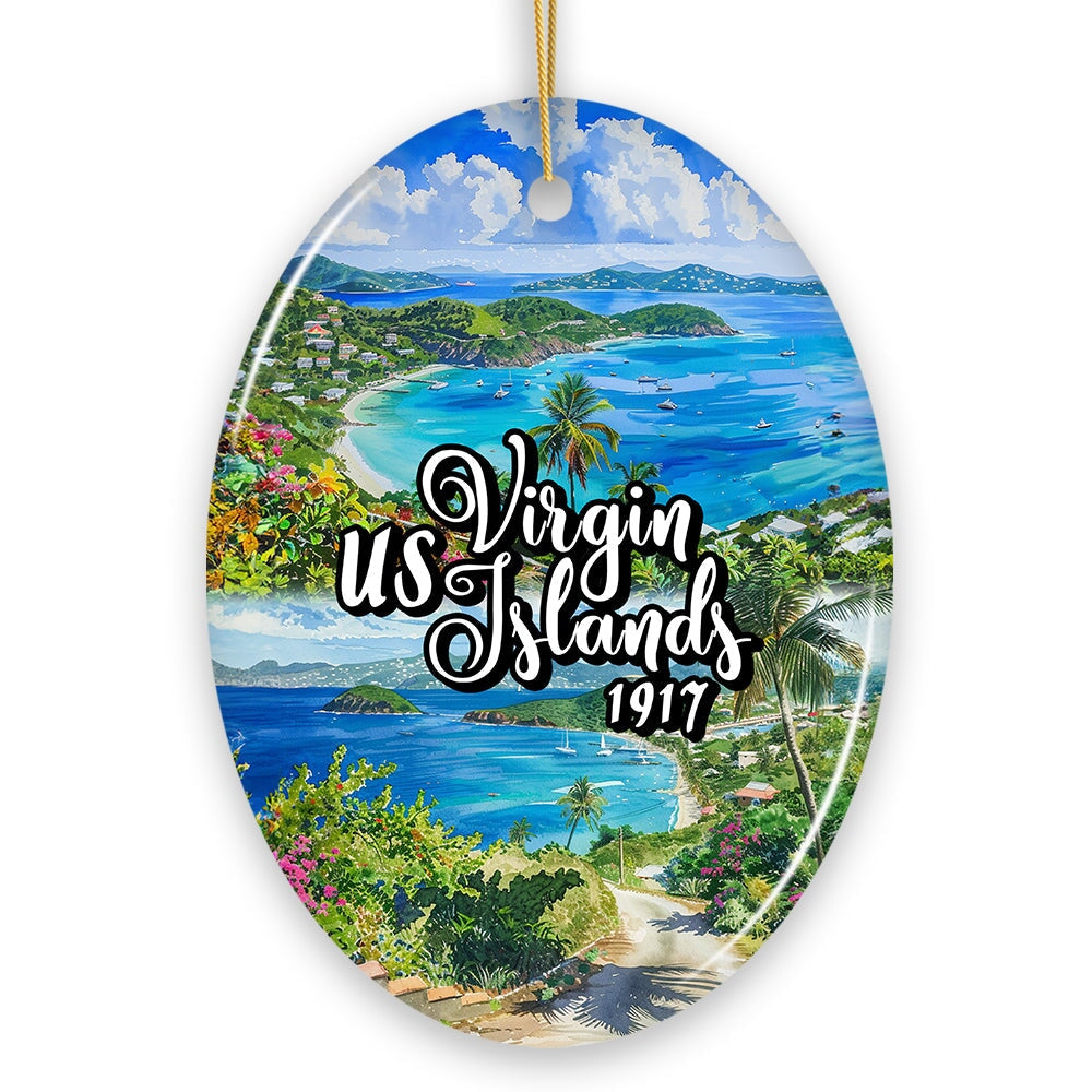 Artistic US Virgin Islands Ornament, Tropical Beach Paradise in Atlantic Ocean Christmas Souvenir from OrnamentallyYou