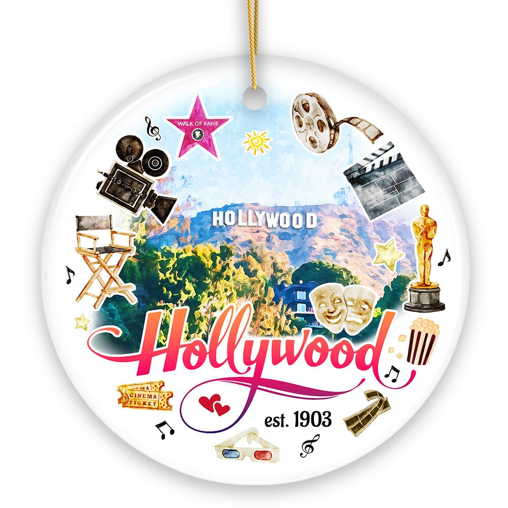 Artistic and Glamorous Hollywood Ceramic Ornament, Los Angeles Music and Entertainment Culture Gift from OrnamentallyYou