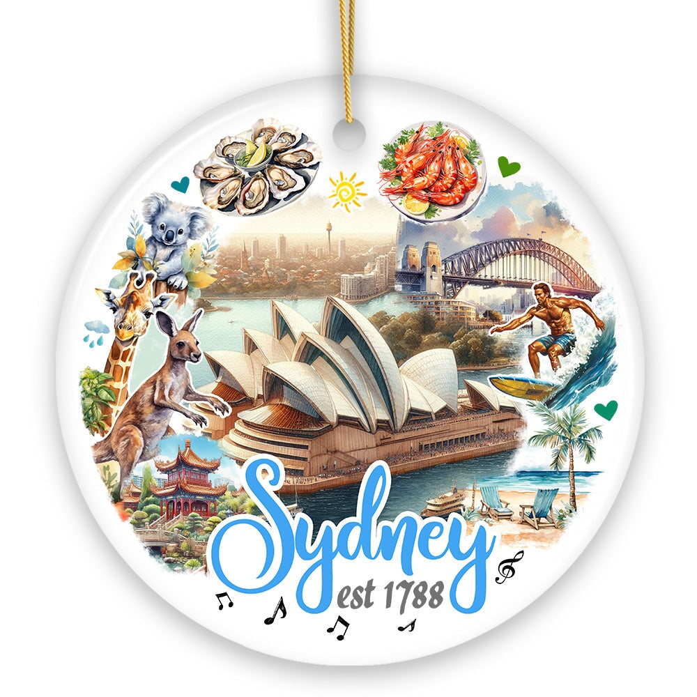 Artistic and Iconic Sydney Landmarks Christmas Ornament, Australia Gift and Keepsake Souvenir from OrnamentallyYou