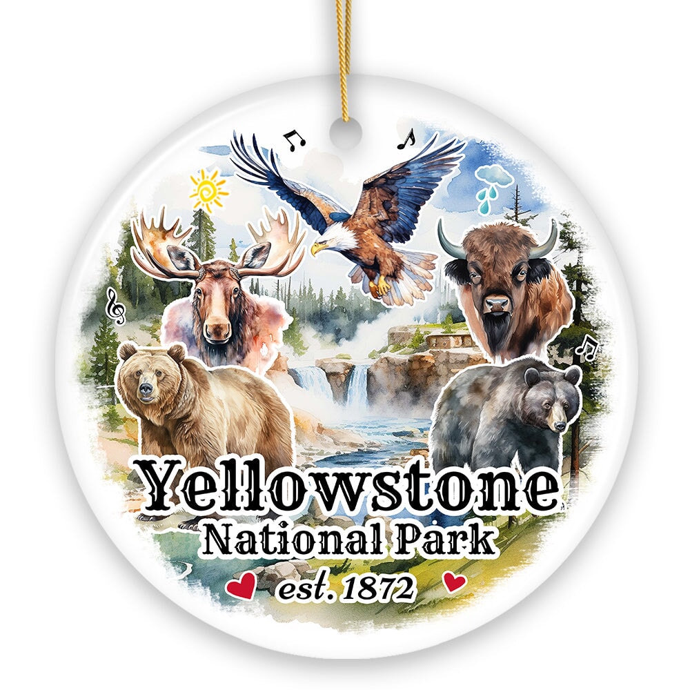 Artistically Vibrant Yellowstone National Park Ornament, Wildlife and Nature Souvenir Gift from OrnamentallyYou