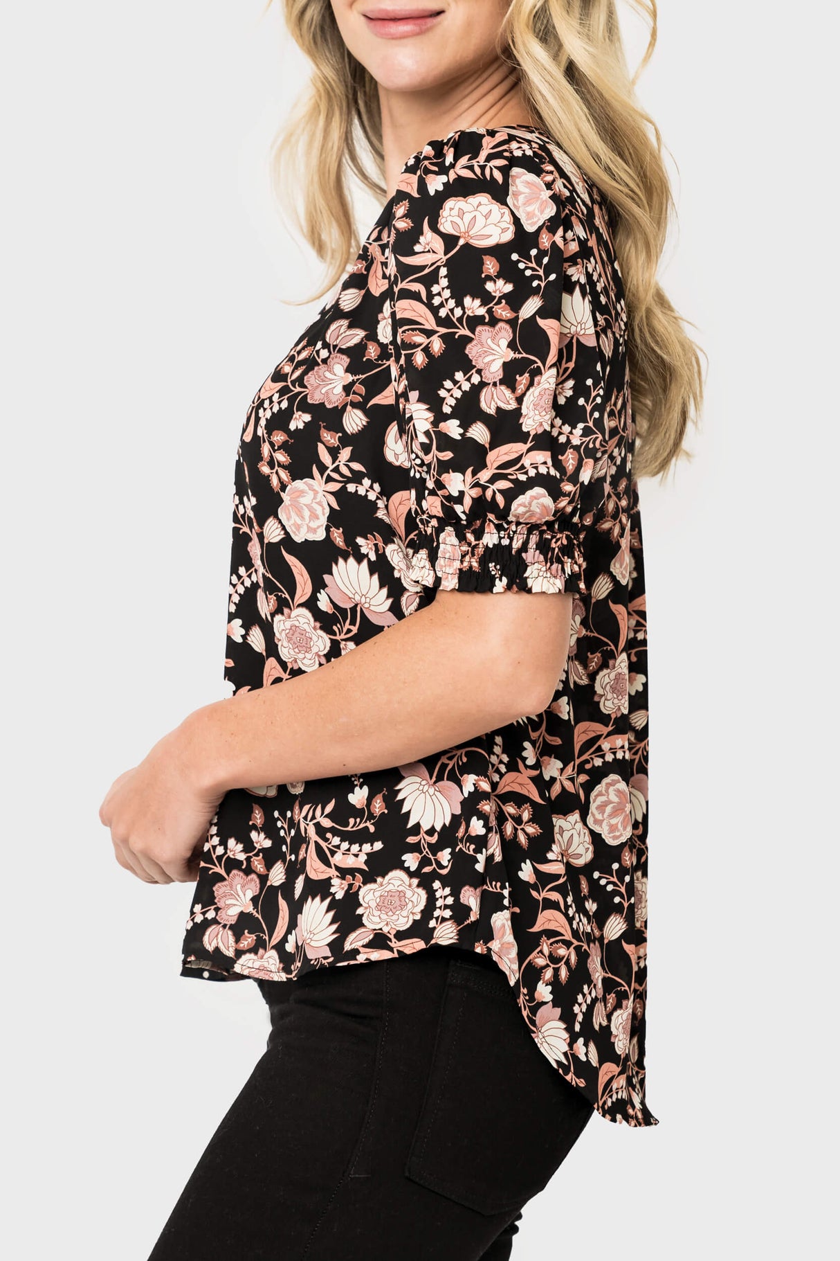 Puff Sleeve V-Neck Blouse from Gibsonlook