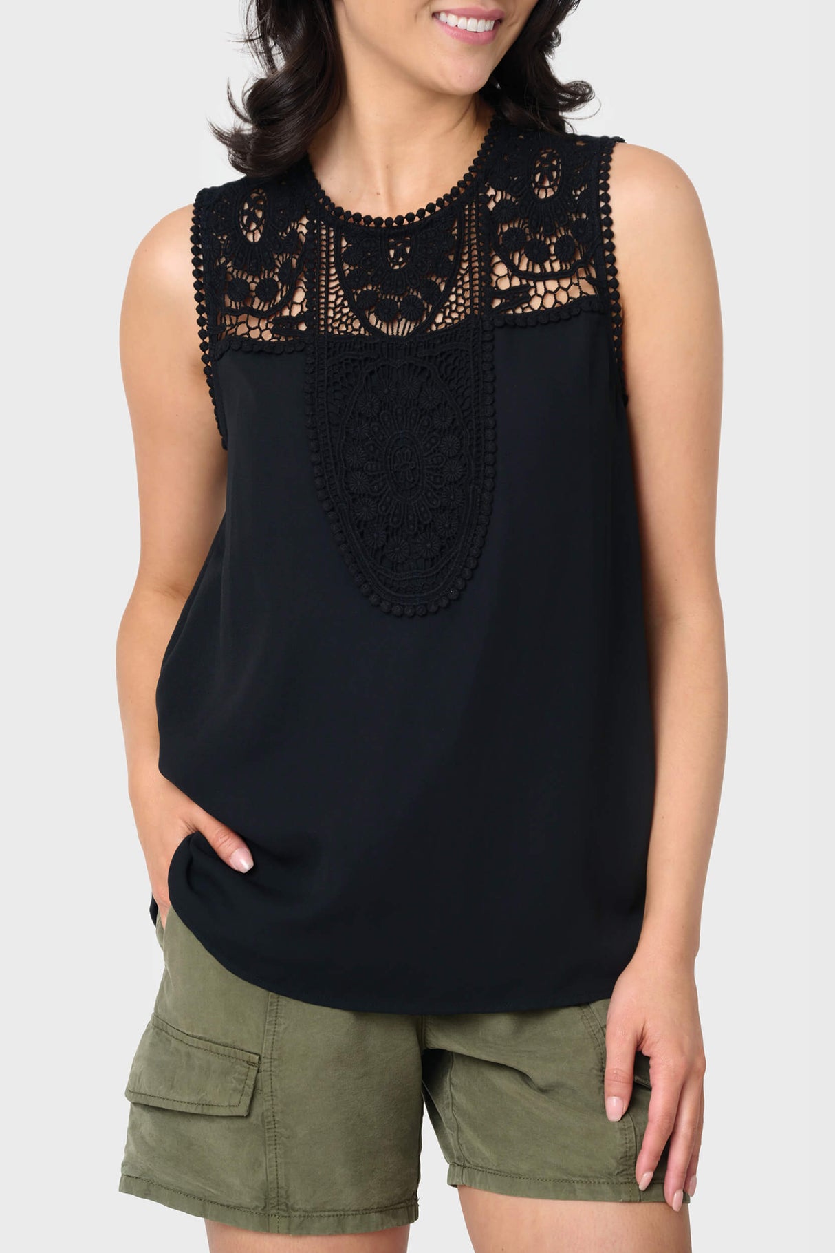 Luna Crochet Yoke Woven Tank From Gibsonlook