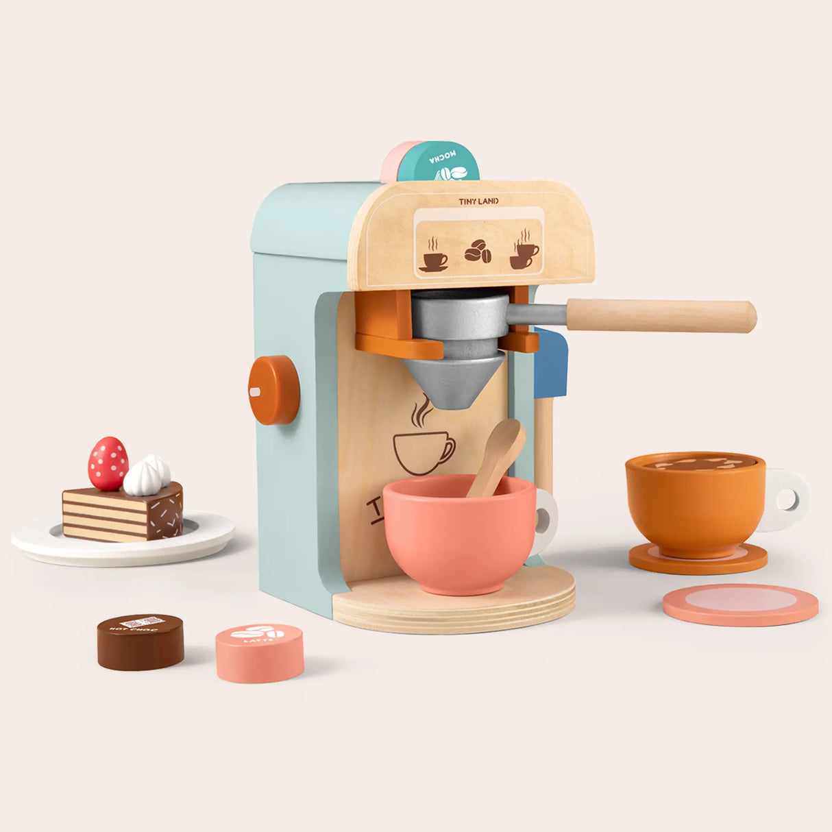 Tiny Land® Wooden Kids Play Coffee Maker Set From Tiny Land