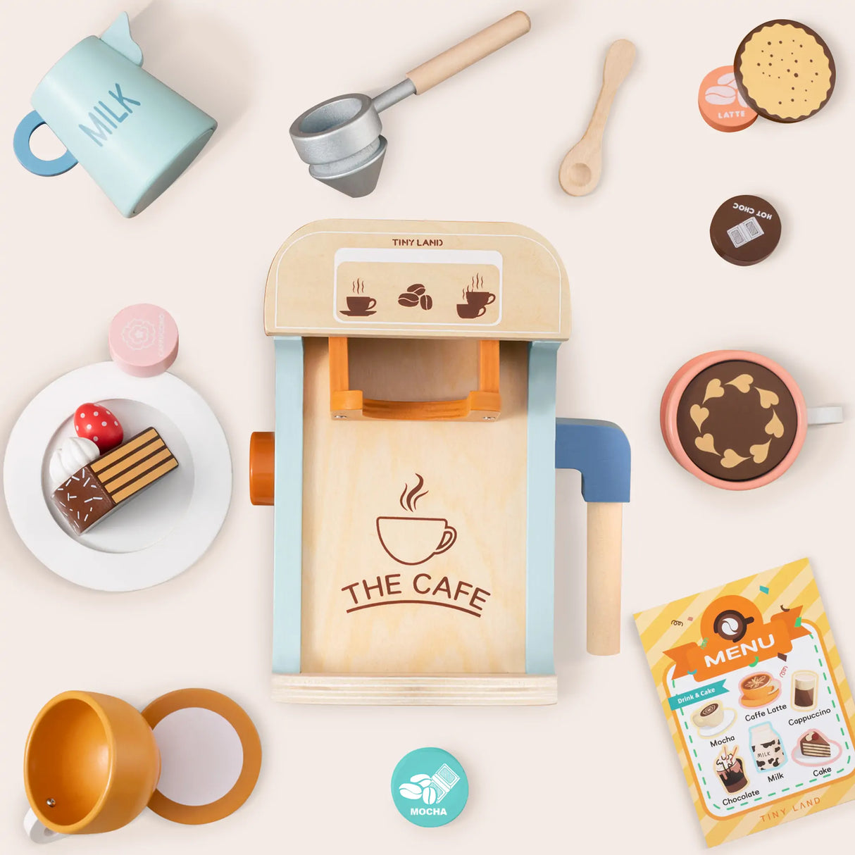 Tiny Land® Wooden Kids Play Coffee Maker Set From Tiny Land