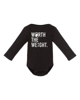 Worth The Weight LONG Sleeve Onesie from DadBod Apparel