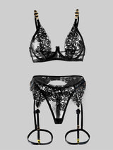 Black Embroidered Sexy Push Up Lingerie Set From Hello.LA.Girl