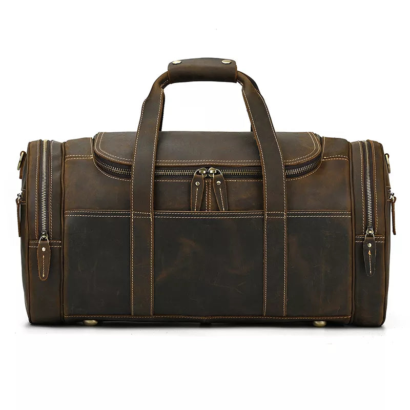 The Wainwright Weekender | Round  Vintage Leather Weekender from STEEL HORSE LEATHER
