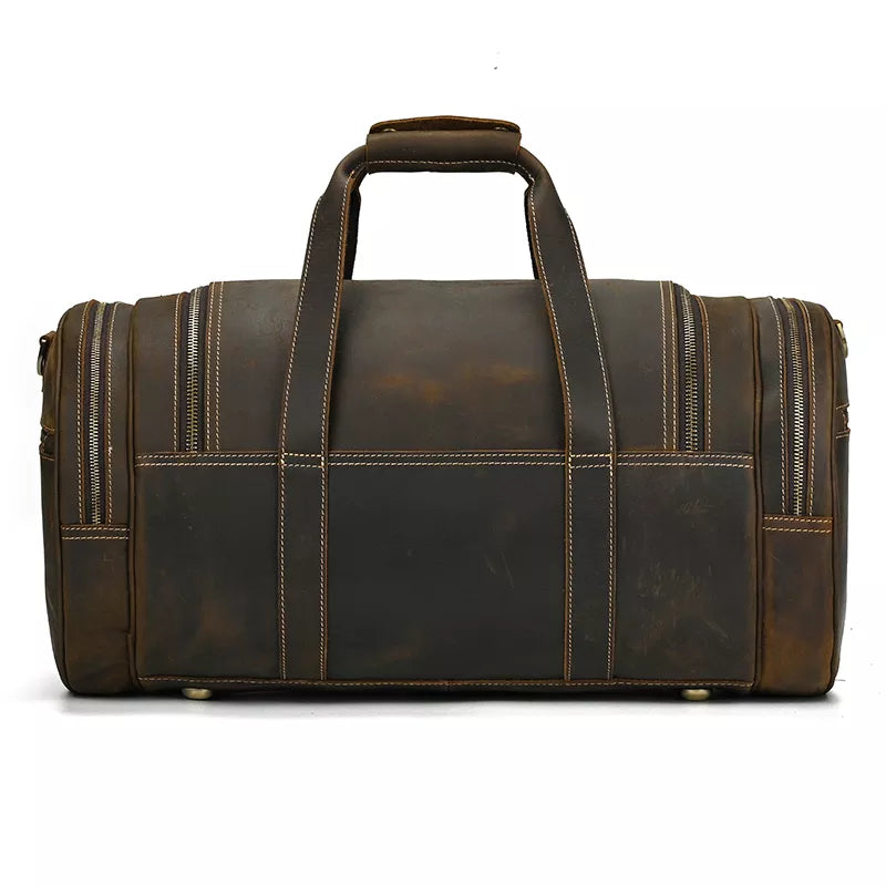 The Wainwright Weekender | Round  Vintage Leather Weekender from STEEL HORSE LEATHER